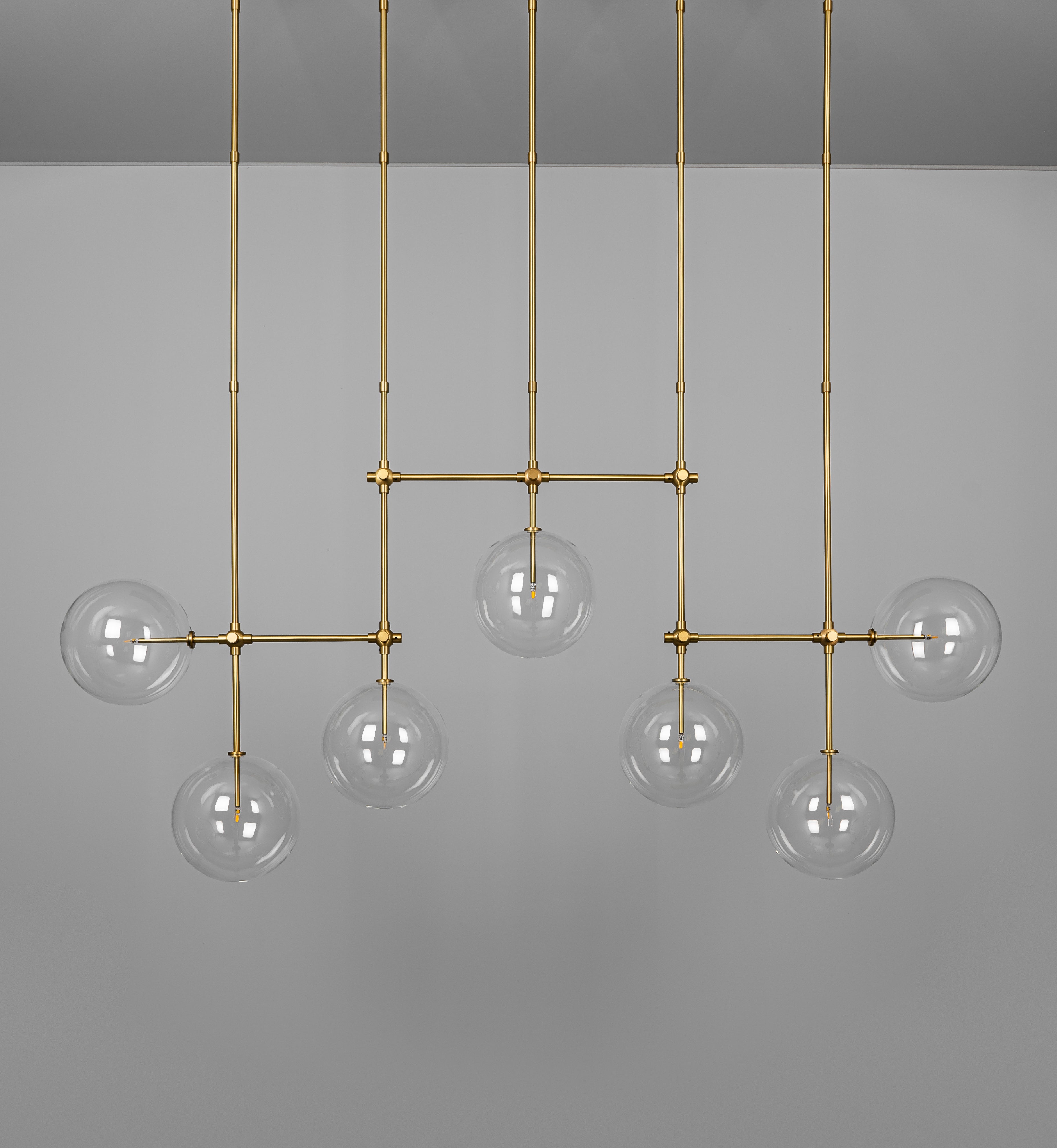 Schwung Soap B7 Burnished Brass Transparent Globe Chandelier Large